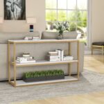 Console Table, Faux Marble Top 3-Tier Sofa Entryway Table - Image 5