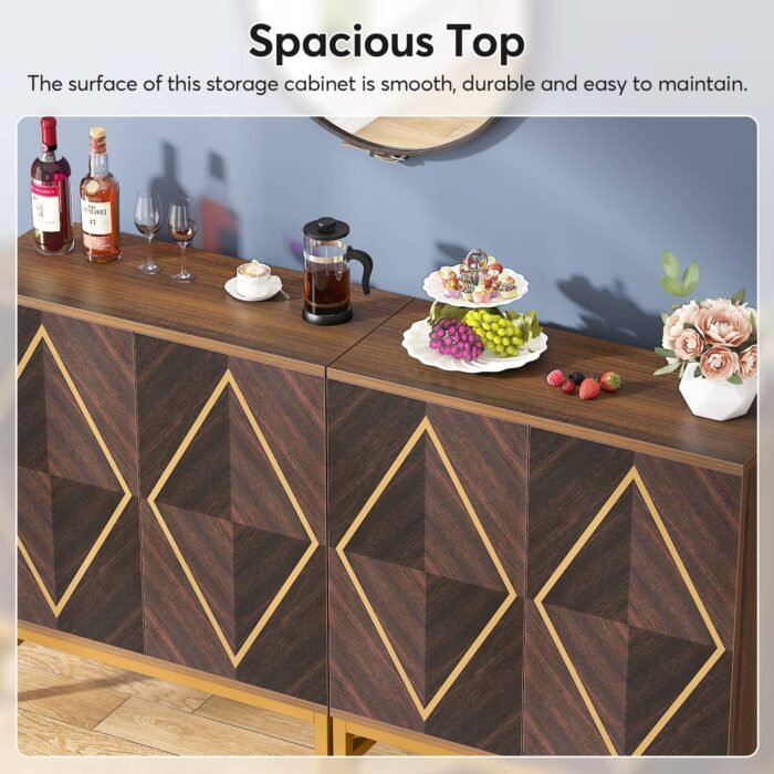Sideboard Buffet Set of 2, Accent Console Cabinet with Adjustable Shelf - Image 6