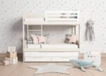 Children's bunk bed model, with sliding base and 2 drawers with wheels