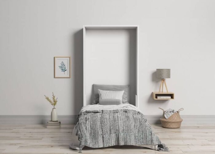 Vertical folding single bed with pull-out legs - Image 1