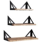 3 Piece Arnia Rustic Paulownia Wood Floating Shelves