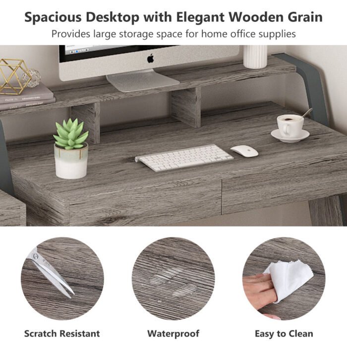 Computer Desk, 47-Inch Writing Desk with 2 Storage Drawers - Image 5