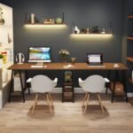 Two Person Desk, 94.5? Double Computer Desk with Storage Shelves - Image 5
