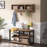 Coat Rack Shoe Bench Set, Hall Tree with Wall Mounted Shelf - Image 10