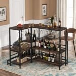 Bar Unit, 3-Tier L-Shaped Liquor Bar Table with Storage - Image 4
