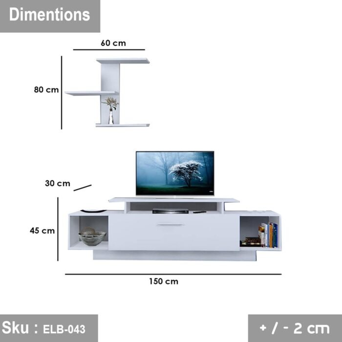 Amitra TV unit with shelving unit and MDF top shelf unit - Image 3