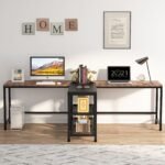 Two Person Desk, 94.5? Double Computer Desk with Shelves - Image 5