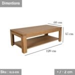 Natural wood coffee table - 120 * 60 - ELG-035 - Image 3