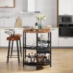 43? Kitchen Island Table with 2 Side Spice Rack & 3 Open Storage Shelves - Image 4