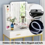 Vanity, Large Dressing Table Desk with Cushioned Stool - Image 5