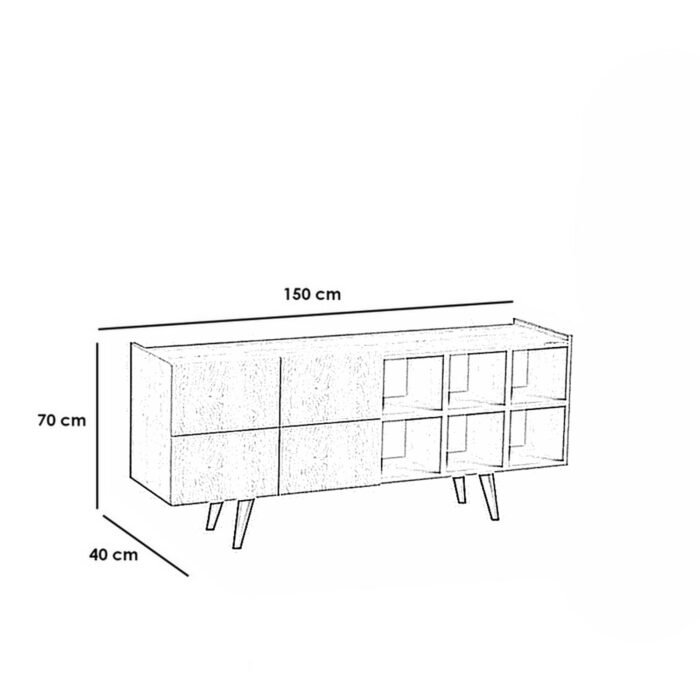 Beige and black Spanish MDF buffet - 70 x 40 x 150 cm - OSM-581 - Image 2