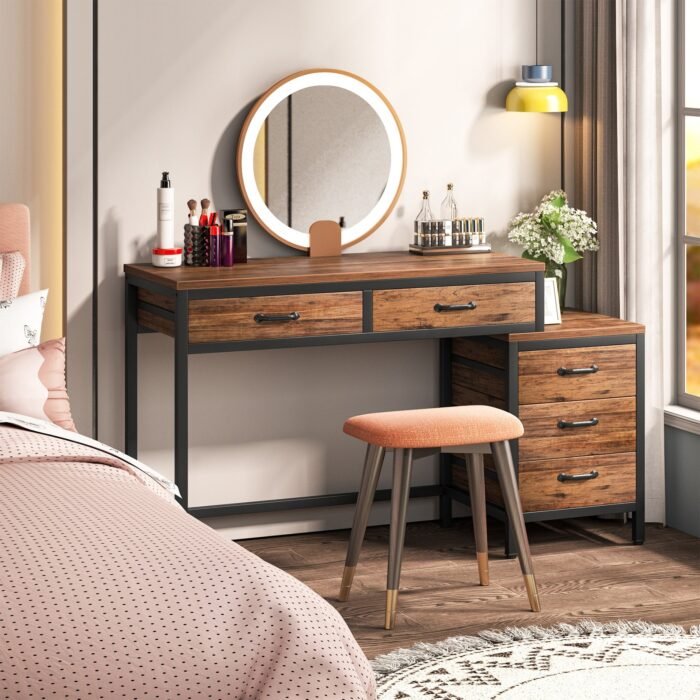 Computer Desk, Study Writing Table with Drawers & File Cabinet - Image 6