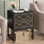 Nightstand, Modern Bedside Table Sofa End Table with 2 Drawers - Image 4