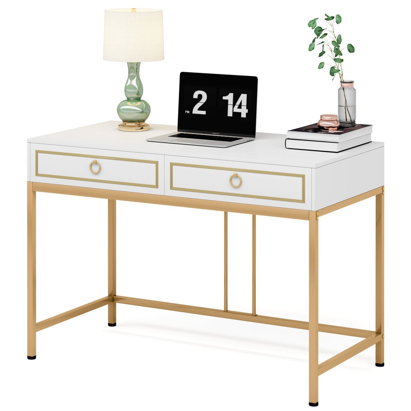 3_a45130aa-444c-4a7d-bbc5-1fb66c0de95a-2.jpg Computer Desk, 43? Modern Study Writing Desk with 2 Drawers - Image 1