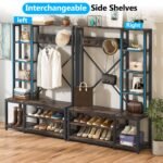 Coat Rack Shoe Bench, 4-in-1 Entryway Hall Tree with Shelves - Image 5