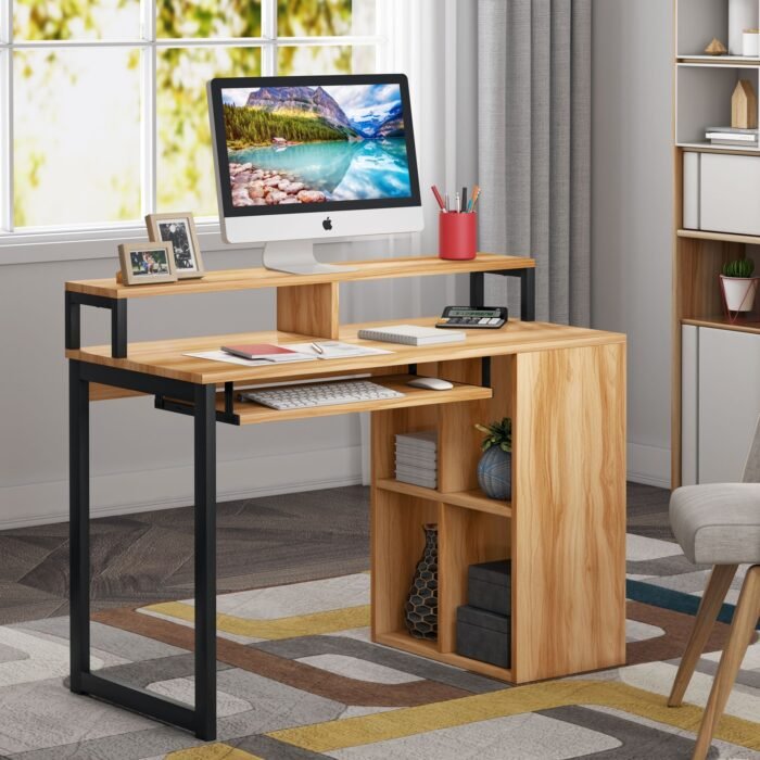 Computer Desk, Writing Desk with Push-Pull Keyboard Tray - Image 8