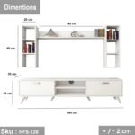 TV table with additional units made of high-quality MDF wood - HFS-128 - Image 3
