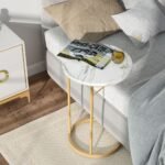 C Table, Round End Side Table with Faux Marble Top - Image 5