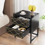 Nightstand, Modern Bedside Table Sofa End Table with 2 Drawers - Image 5