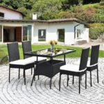 Nero rattan dining set for 4 persons