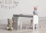 Rectangular children's table with two children's chairs