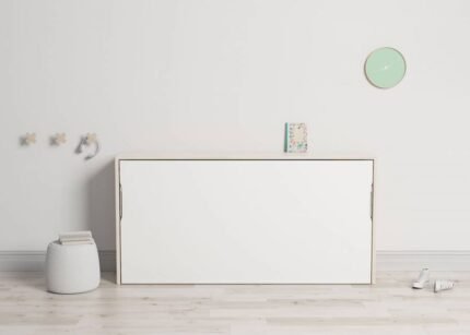 Horizontal folding bed with shelf 90 x 190