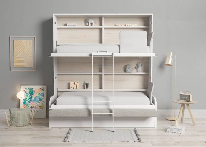 Horizontal folding bunk bed 90 x 190 cm with trundle bed - Image 3