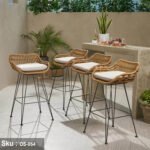 Set of 4 Brita Rattan Flat Bar Chairs