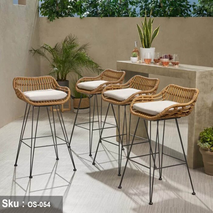 Set of 4 Brita Rattan Flat Bar Chairs - Image 1
