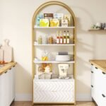 Bookshelf, 74.8? Etagere Bookcases with 2 Drawers & 4-Tier Shelves - Image 6