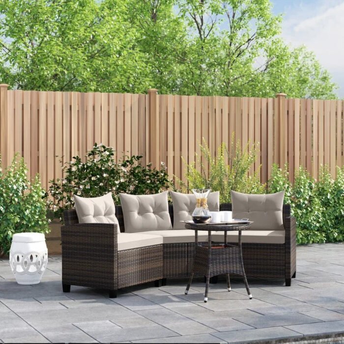 Prussia rattan corner is enough for 4 peopin a semicircular shape - Image 4