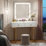 Vanity, Modern Makeup Table with 2 Storage Drawers & Lighted Mirror - Image 5