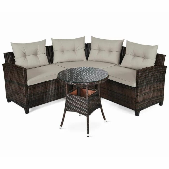 Prussia rattan corner is enough for 4 peopin a semicircular shape - Image 5