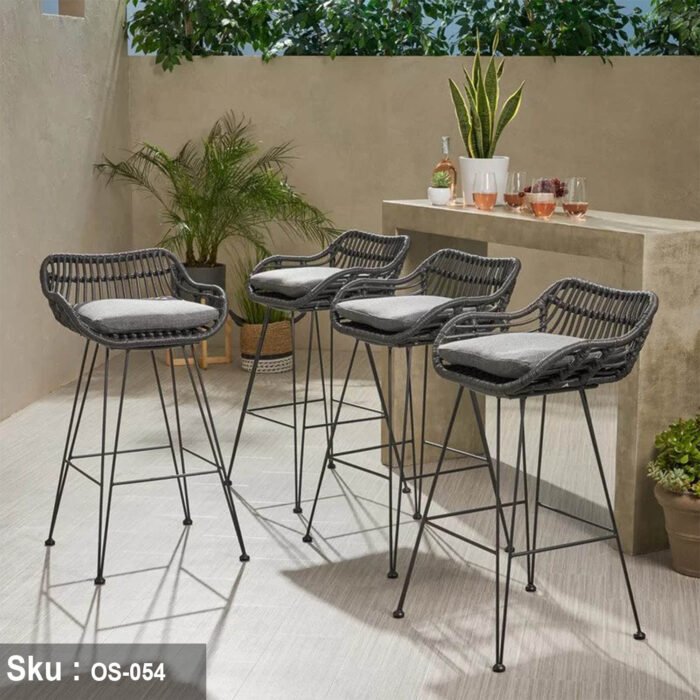 Set of 4 Brita Rattan Flat Bar Chairs - Image 4