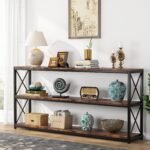 Console Sofa Table with Open Shelf, Industrial TV Stand - Image 12