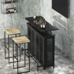 Bar Unit, 3 Tier Liquor Home Bar Table with Stemware Racks - Image 6
