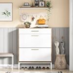 Shoe Cabinet with Floating Shelf, Modern 3 Drawers Shoe Organizer - Image 10