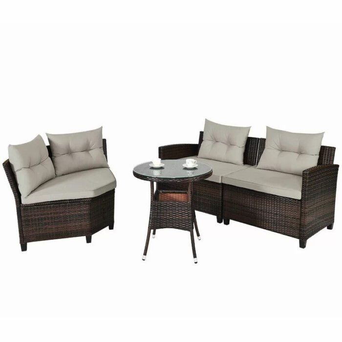 Prussia rattan corner is enough for 4 peopin a semicircular shape - Image 8