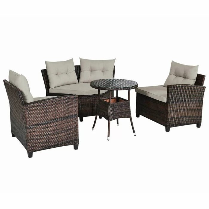 Prussia rattan corner is enough for 4 peopin a semicircular shape - Image 3
