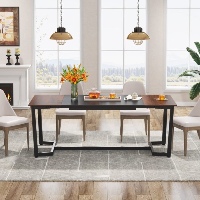 Dining Table, 71? Rectangular Kitchen Table Dining Room Table for 6 People - Image 5