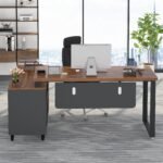 55 Inch L-Shaped Computer Executive Desk with 47 inch File Cabinet - Image 5