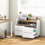 File Cabinet, 2 Drawer Rolling Lateral Filling Cabinet Printer Stand - Image 6