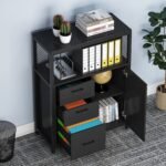 File Cabinet, 3 Drawers Lateral Filing Cabinet with Open Shelves - Image 10