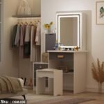 High quality MDF wood dresser with pouf - OSM-036 - Image 4