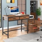 Computer Desk, Study Writing Table with Drawers & File Cabinet - Image 7