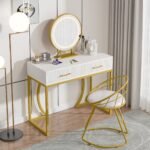 Vanity, 39 inch Makeup Dressing Table With 2 Drawers & LED Mecor - Image 4