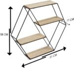 wall shelf, made of metal + wood with 4 shelves, black - Image 8