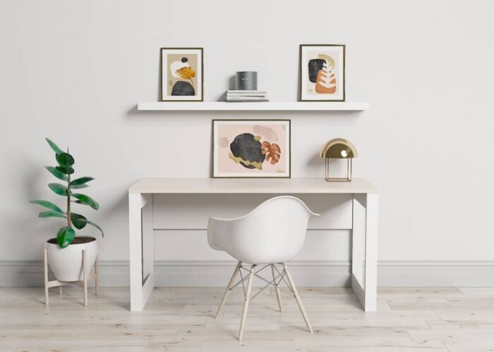Scandinavian desk with skirt - Image 1