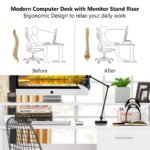 Computer Desk, 47 Inches Modern Writing Desk with 2 Drawers - Image 6