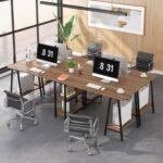 Two Person Desk, 94.5? Double Computer Desk with Storage Shelves - Image 6